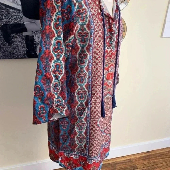 FLORAL AND PAISLEY SHIFT DRESS WITH TASSELS SMALL NWOT - Picture 11 of 16